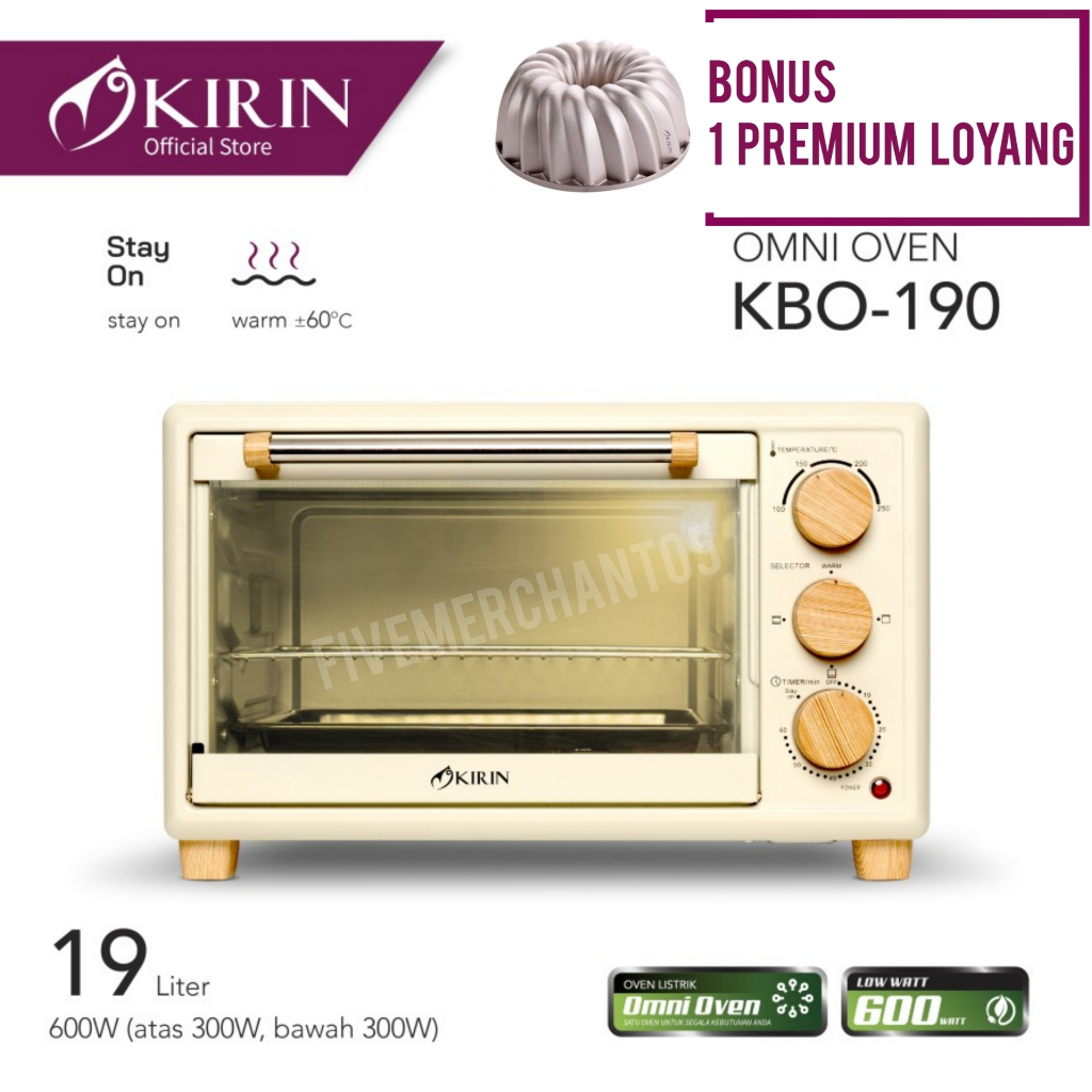 Oven Listrik Kirin KBO 190 LW 300 Watt Oven Kirin KBO 19LW Oven Low Watt Toaster Oven KBO190 WH