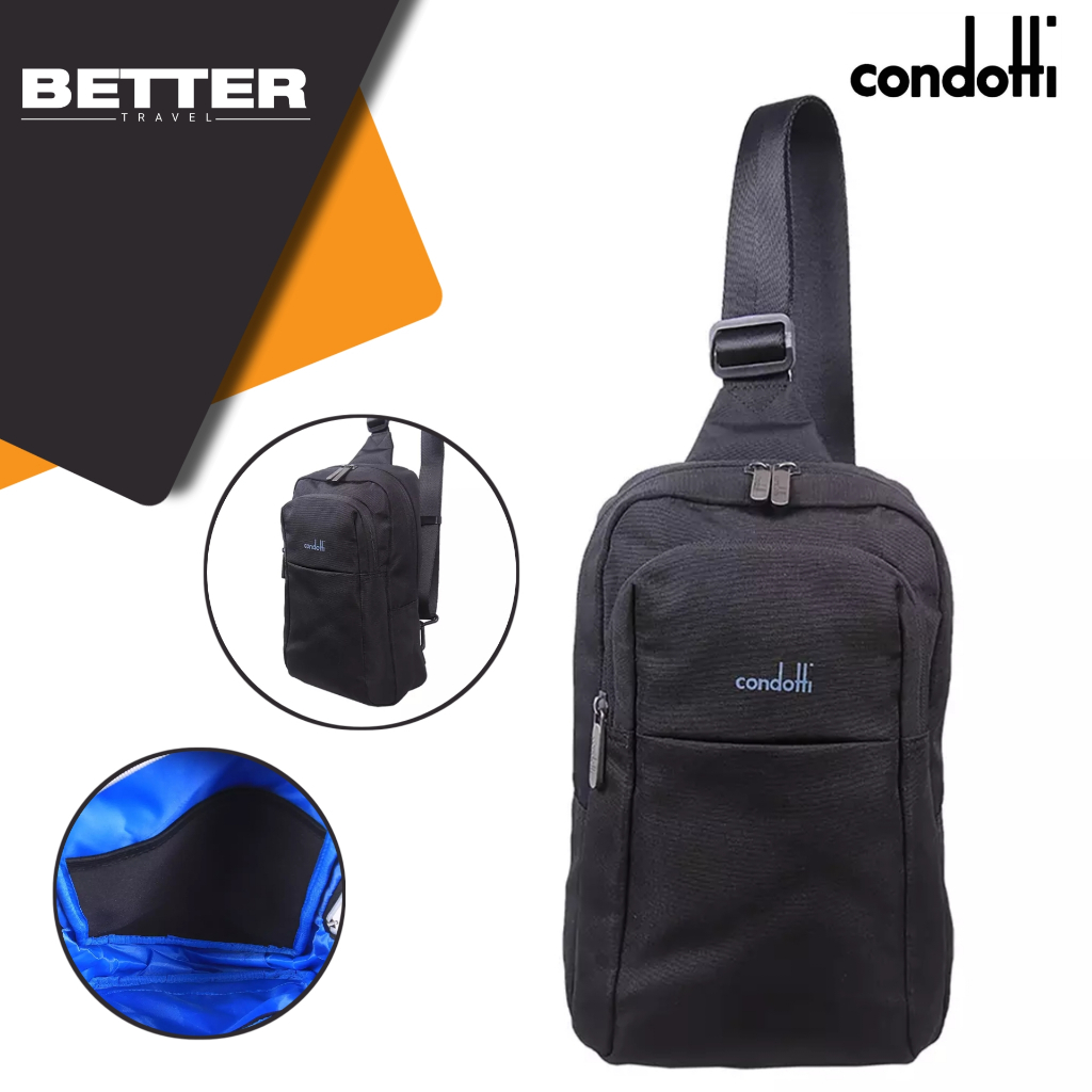 Tas sling bag pria CONDOTTI selempang bahu casual daily traveling hitam
