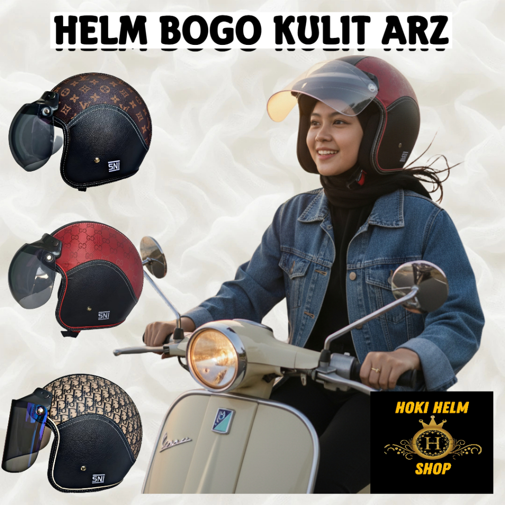 HELM BATIK MURAH CEWEK HIJAB DAN COWOK MOTIF KULIT PREMIUM BOGO MOTOR