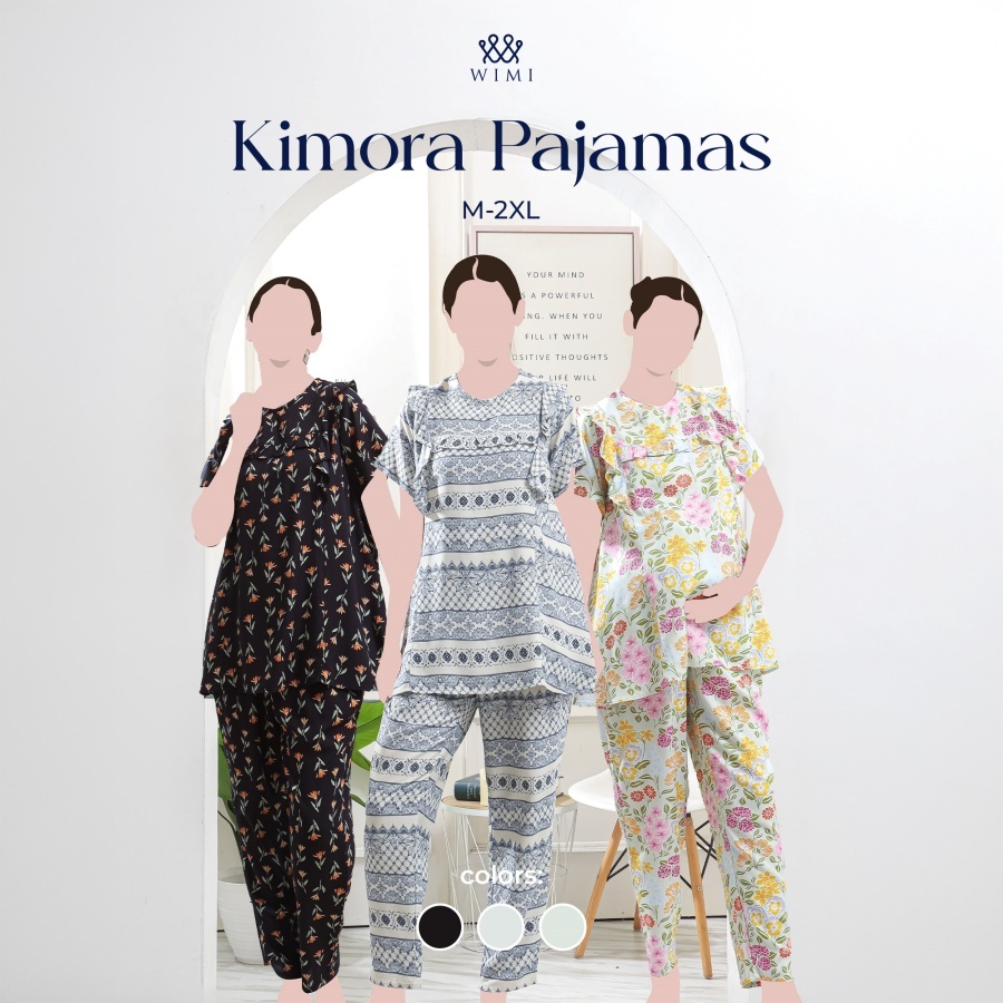 Wimi.id - Setelan Pajamas Oneset KIMORA Baju Wanita Ibu Hamil dan Menyusui Katun Rayon Premium