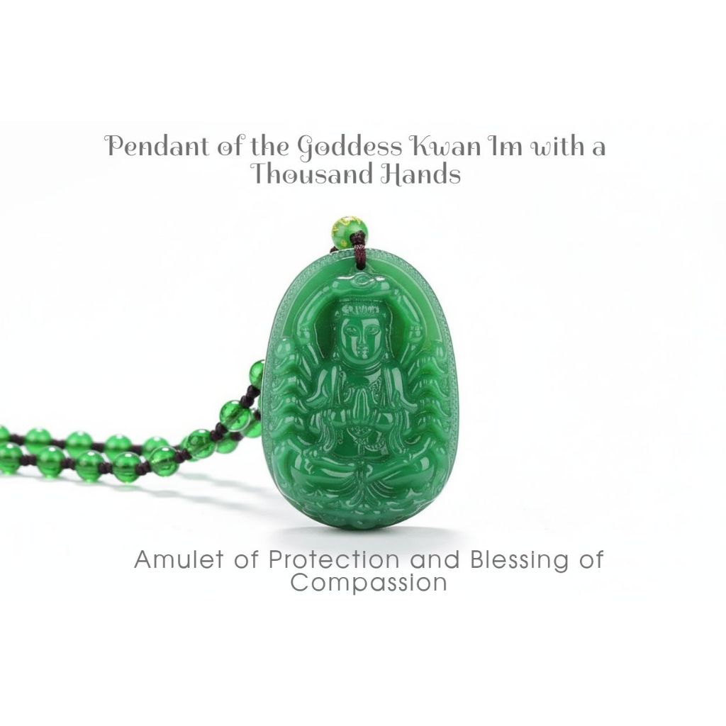 LIONTIN GIOK HIJAU Ukiran Tangan Dewi Guan Yin Avalokiteshvara