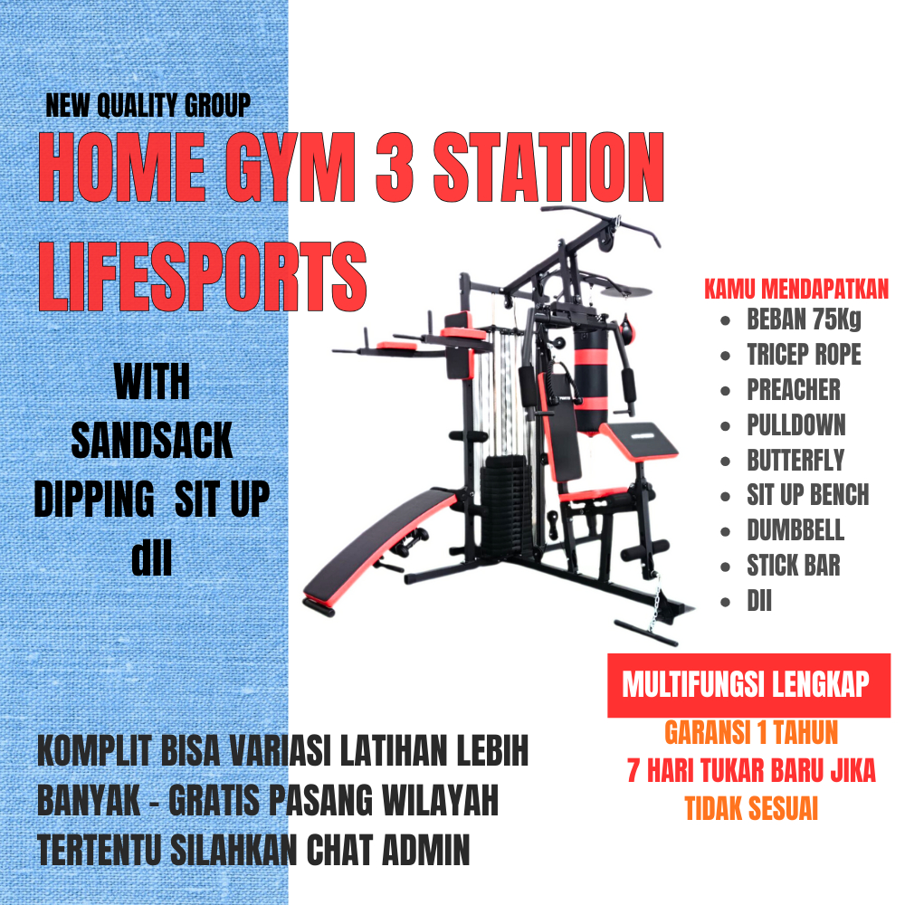Alat Fitness Home Gym 3 sisi Lifesports