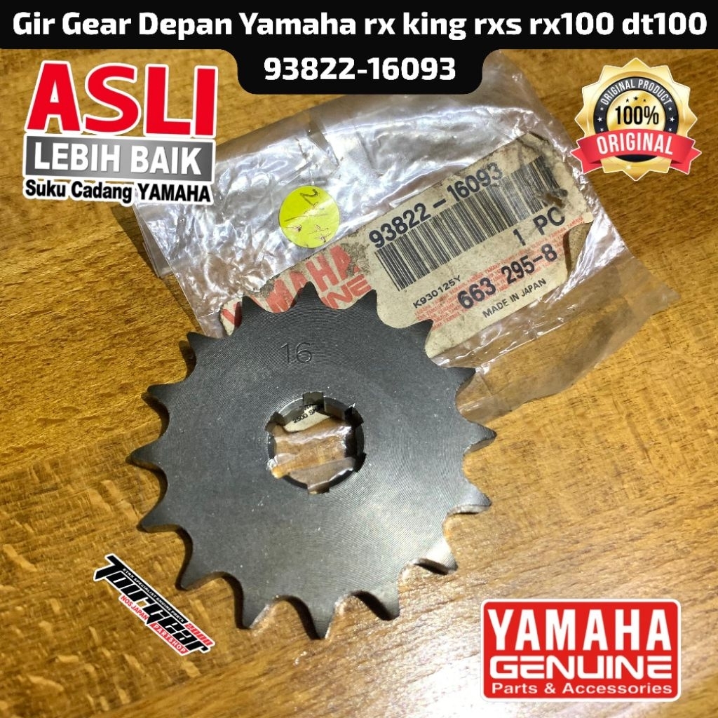 GEAR DEPAN 16T YAMAHA RXKING RXS RX100 DT100 ORI NOS JAPAN 93822-16093