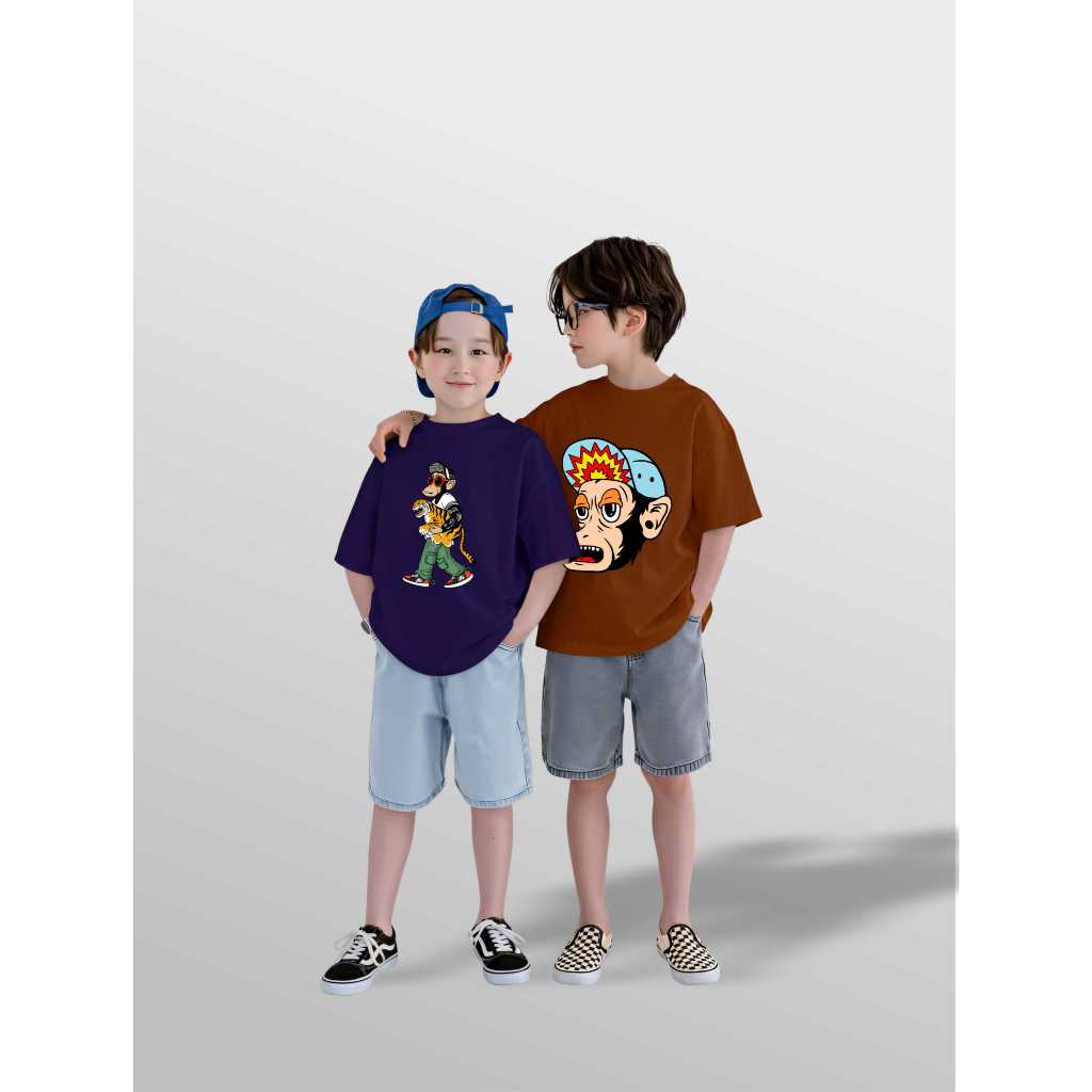 Kaos Anak Market Monkey Oversize Boxy Cotton Combed 24s