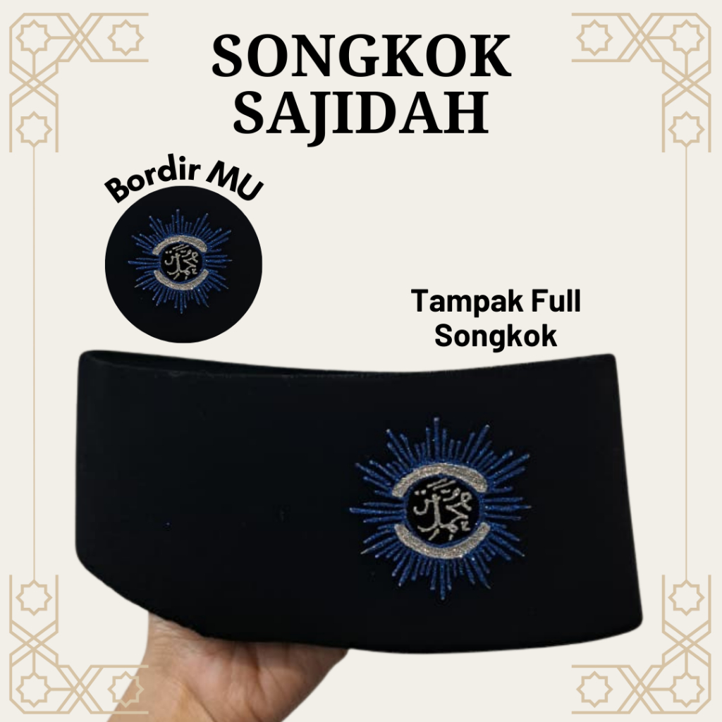 ThaifStore - Peci Songkok Sajidah AC Bordir MU – Nyaman, Tinggi 9, Size 5-9