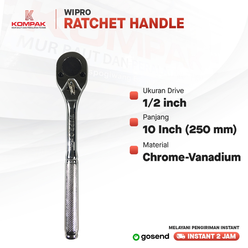 Ratchet Handle / Stang Kunci Sok Laker Wipro 1/2" / gagang kunci sok