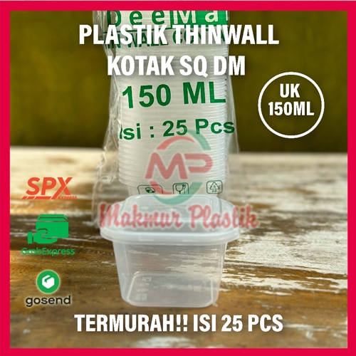 (LUAR KOTA) Per Dus DM Thinwall Persegi Square (SQ) Sedang / Kotak makan 150ml, 250ml