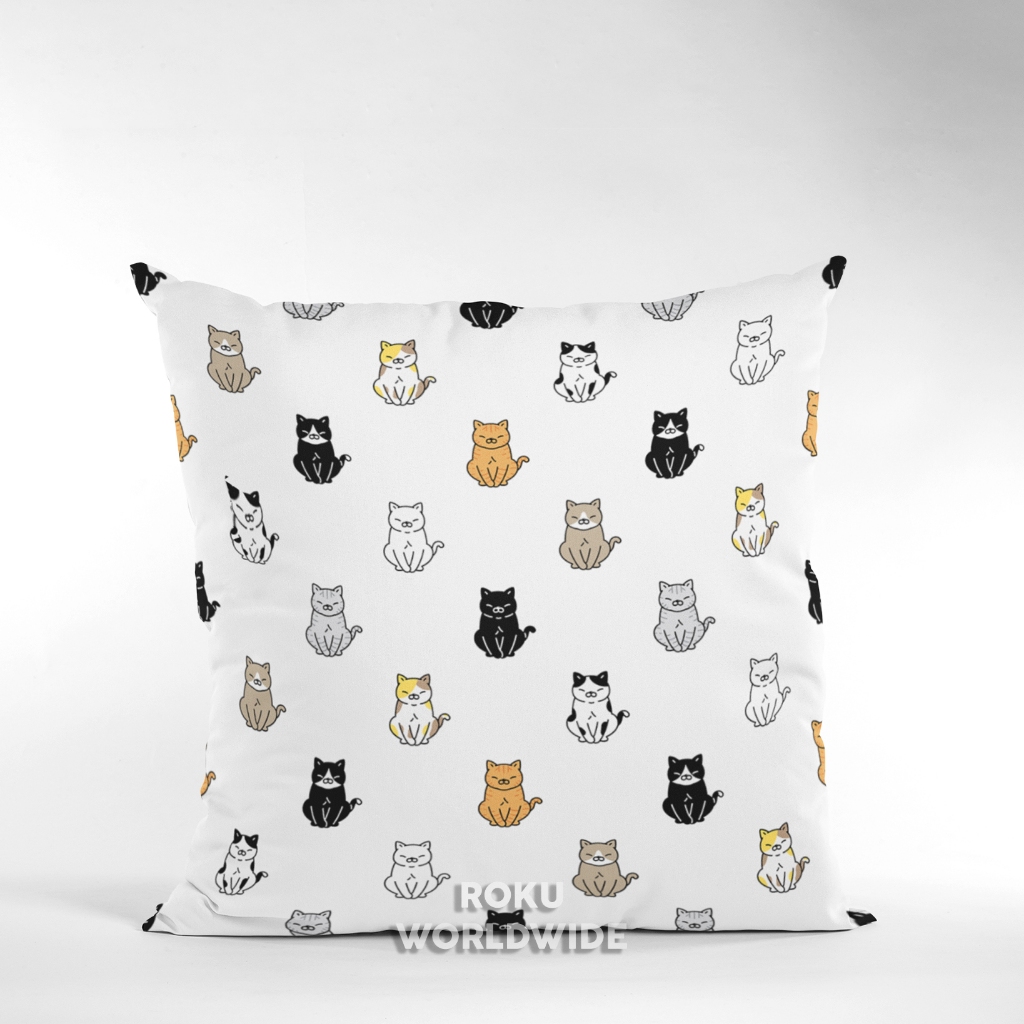 Roku Worldwide Bantal Sofa Aesthetic Karakter Kucing Hewan Binatang Dekorasi Hiasan Kamar TY445
