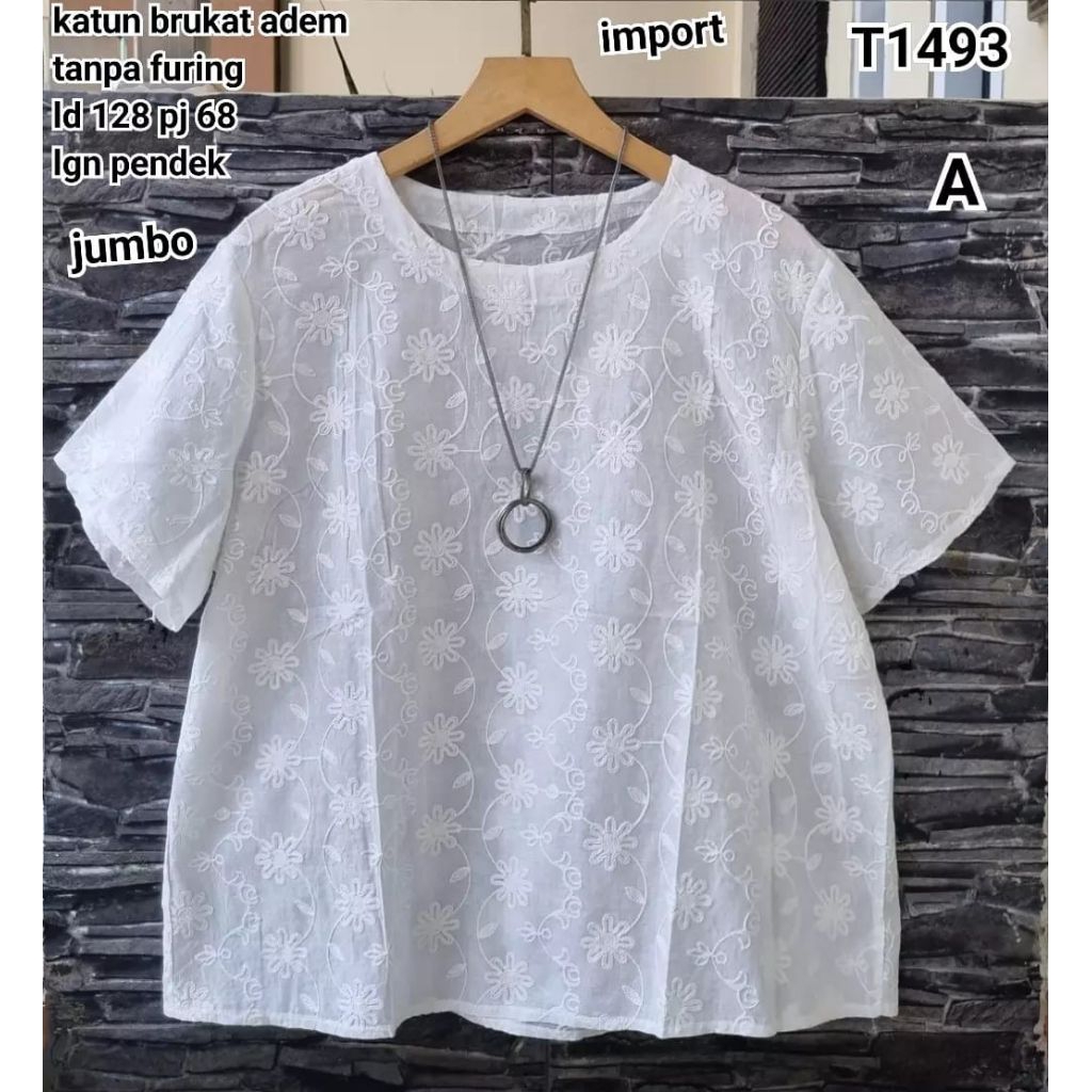 BLOUSE JUMBO KATUN BROKAT , KATBOL, BLOUSE PUTIH