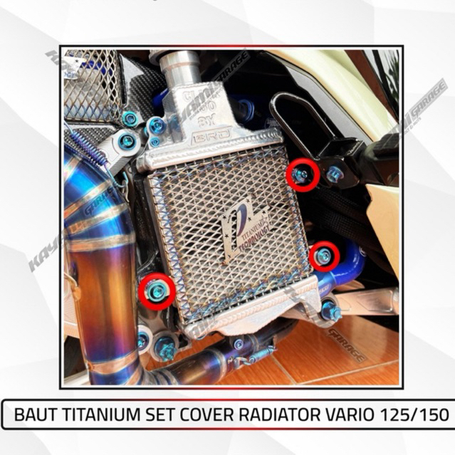 Baut Titanium set cover radiator variasi vario 125/150