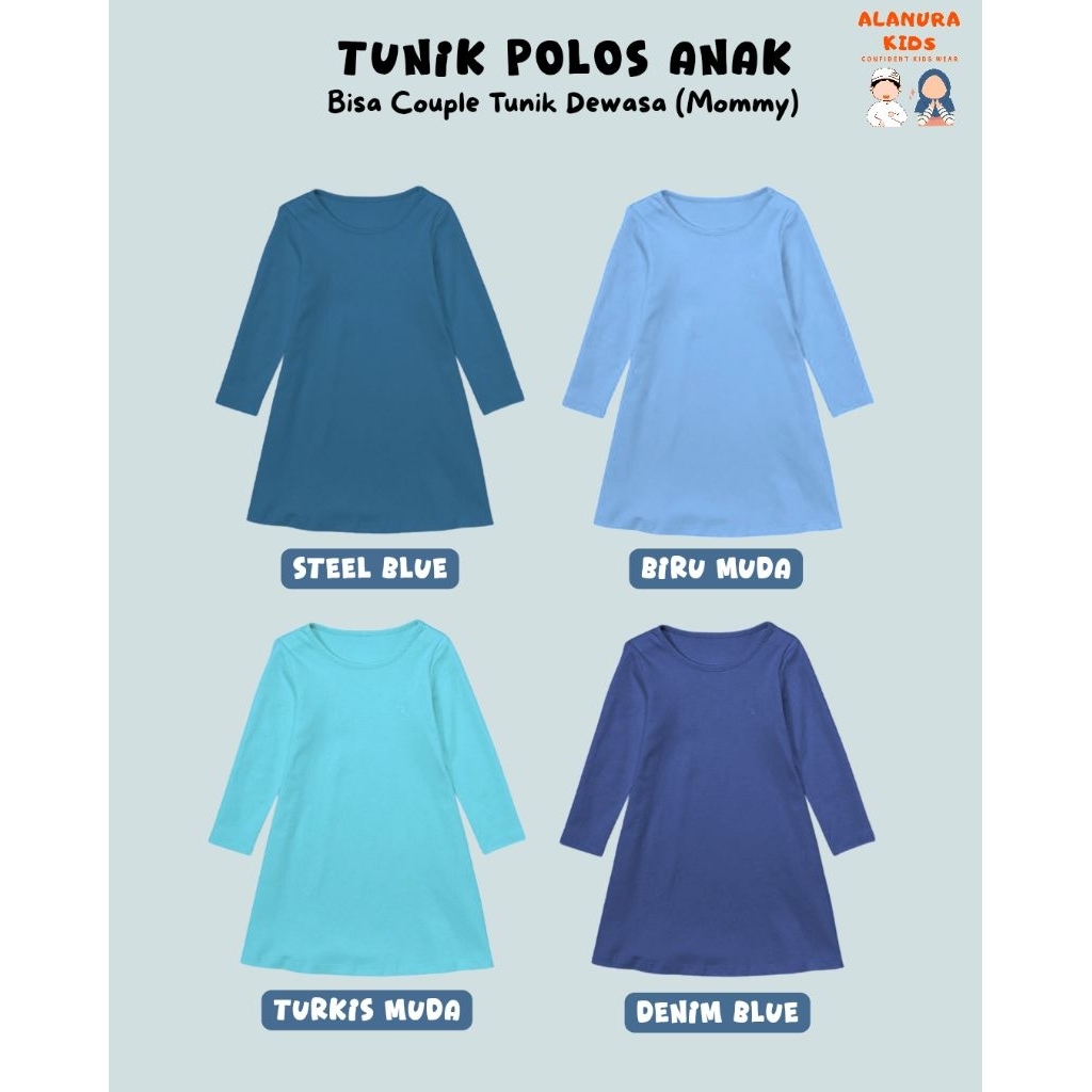 PART 2 Tunik Kaos Polos Anak Perempuan Adem Nyaman Alanura Kids