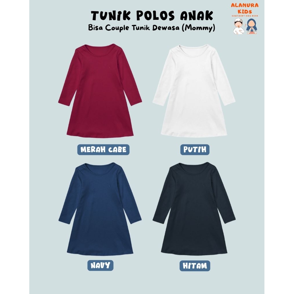 PART 3 Tunik Kaos Polos Anak Perempuan Adem Nyaman Alanura Kids
