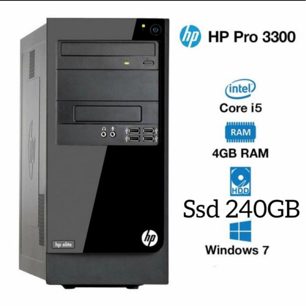 CPU HP PRO 3330MT INTEL CORE I5 RAM 4GB SSD 240GB WINDOWS 7 PRO 64BIT
