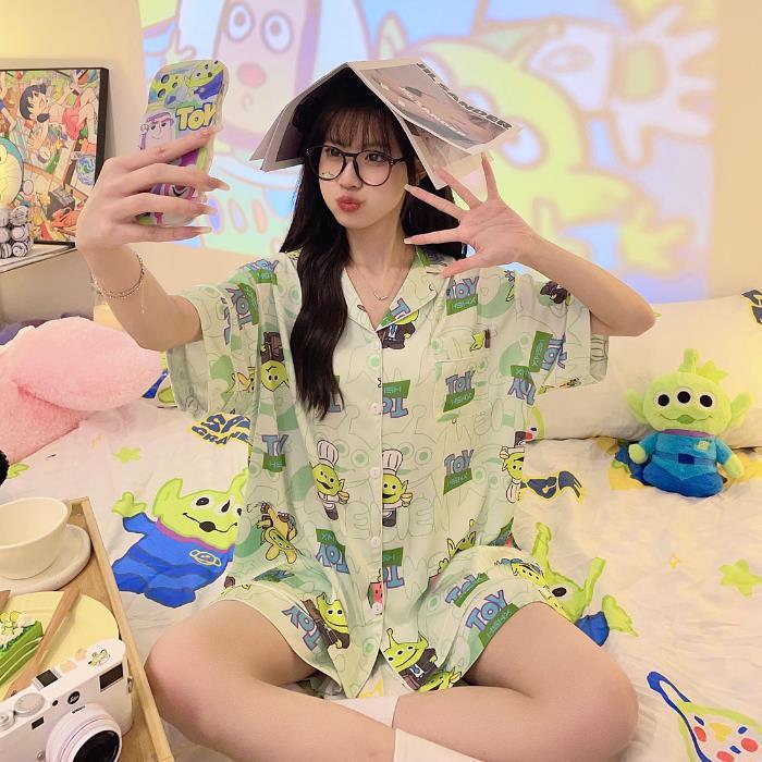 Baju Tidur Piyama Model Kancing Lengan Pendek Celana Pendek Katun Premium Baju , Baju Tidur Wanita ,