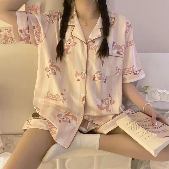 Baju Tidur Piyama Model Kancing Lengan Pendek Celana Pendek Katun Premium Baju , Baju Tidur Wanita ,