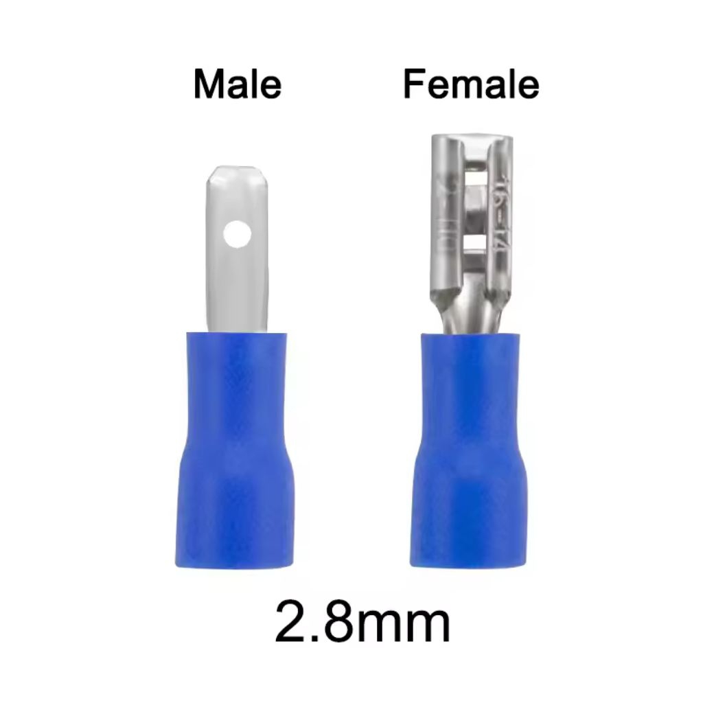 10 Pcs Skun Konektor Gepeng 2.8mm Terminal Kabel Male Female Biru 1.5-2.5mm