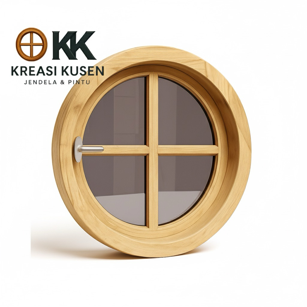 Jendela Bulat Aetestics • Kusen Jendela Bulat Bahan Kayu Jati