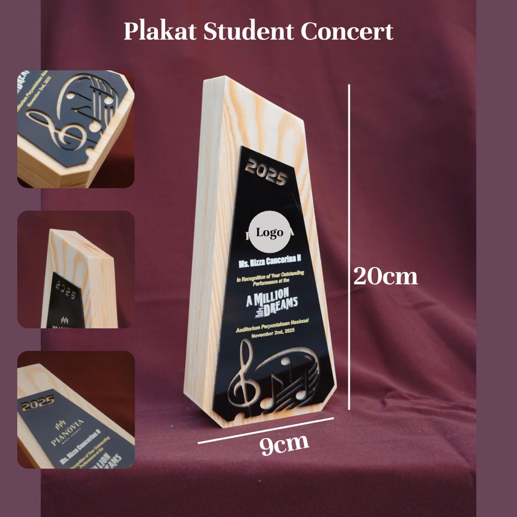 Plakat Akrilik Musik / Not Balok / Piala Nada Musik / Piala Musik / Piala Student Konser / Thropy Mu