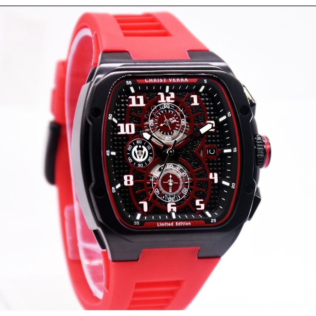 JAM TANGAN PRIA CHRIST VERRA CV1234G ORIGINAL RUBBER CV 1234