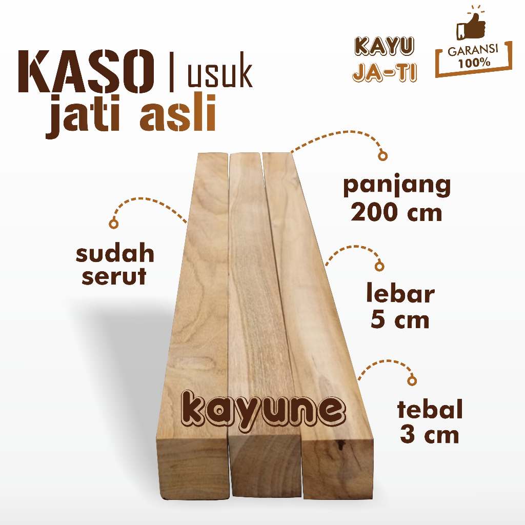 Balok Kayu Usuk 3x5x200 cm Kayu Jati Asli Allgrade Kondisi Sudah Serut - kayune -