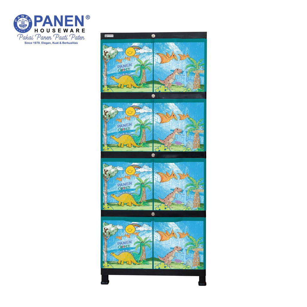 Panen Lemari Plastik Grande Jumbo 4 Tingkat 8 Pintu / Kabinet Baju Anak Cartoon Animal