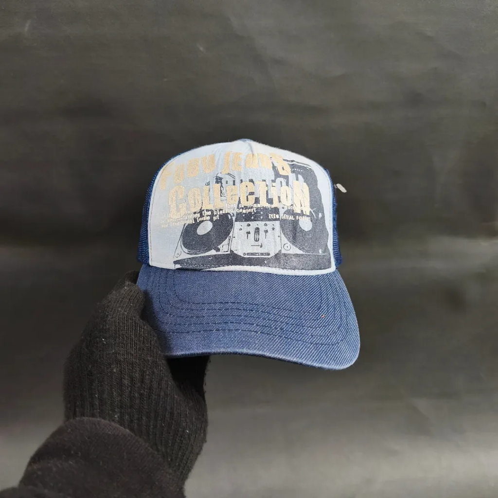 Topi Trucker Cap Topi Jaring Unisex Pria Wanita FUBU THE COLLECTION Biru