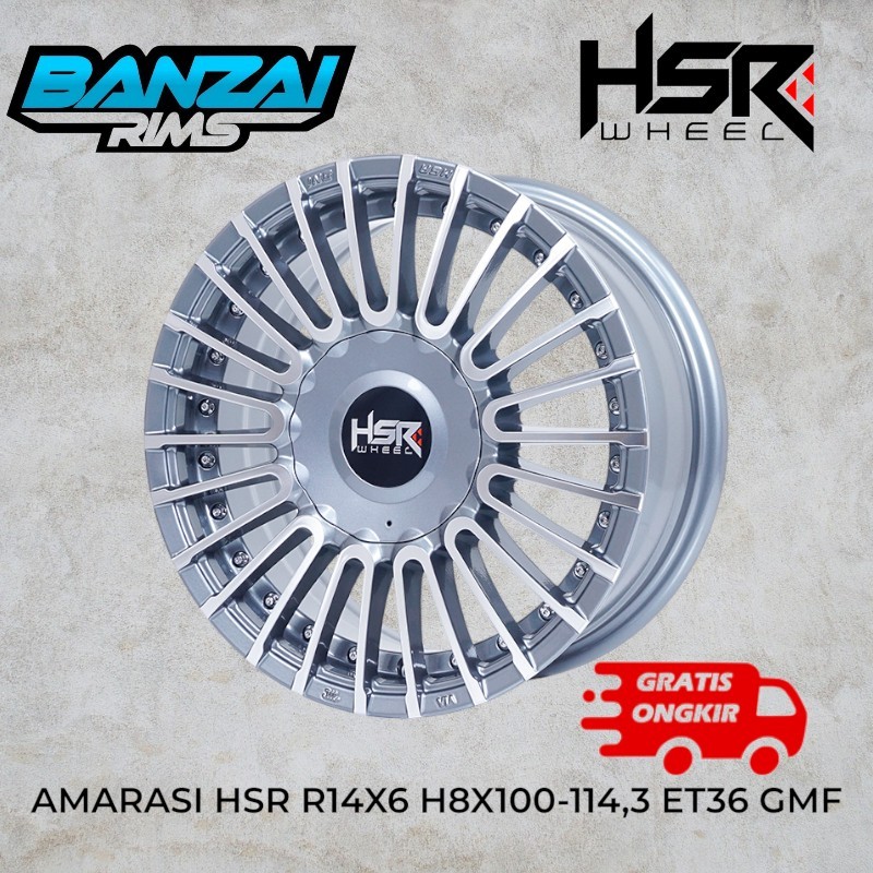 velg mobil racing ring 14 model jari jari hsr amarasi pcd 4x100 dan 4x114,3 / velg racing r14