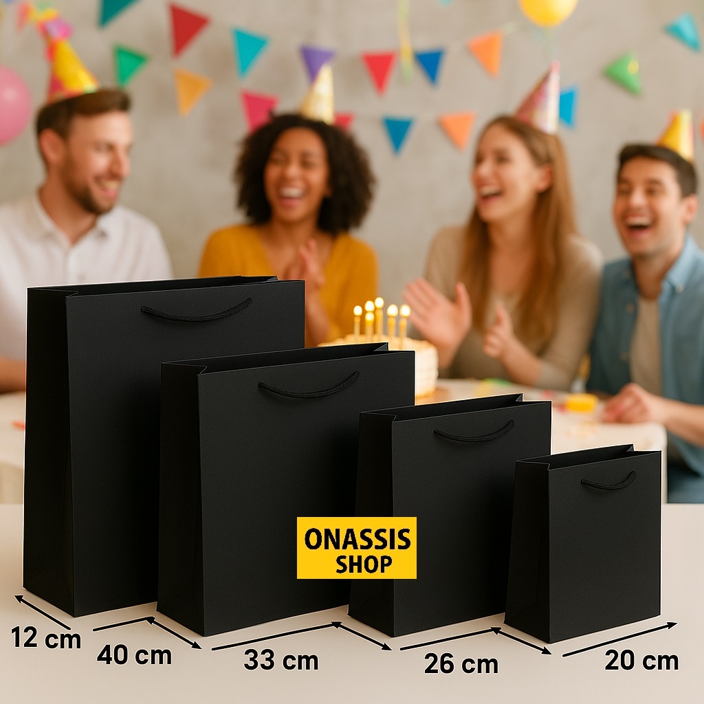 Paper bag Hitam Polos tas kado hadiah hampers