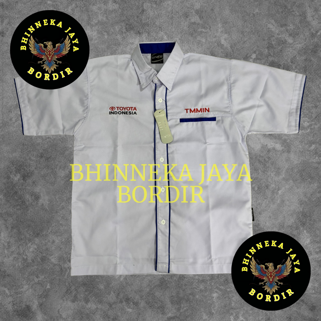 KEMEJA TOYOTA INDONESIA TMMIN PUTIH LIST BIRU