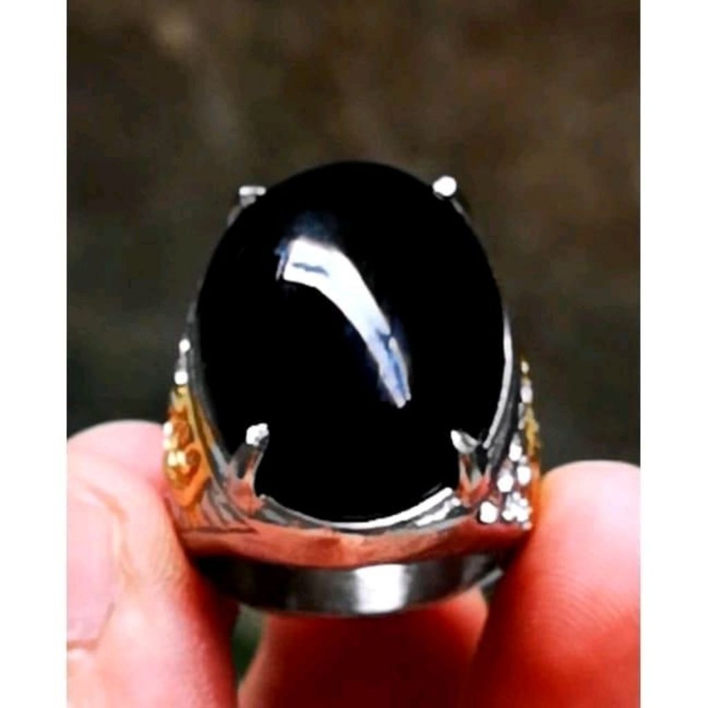 Cincin Akik Pria Kecubung Hulung Crystal Super Jumbo Titanium Mewah High Quality