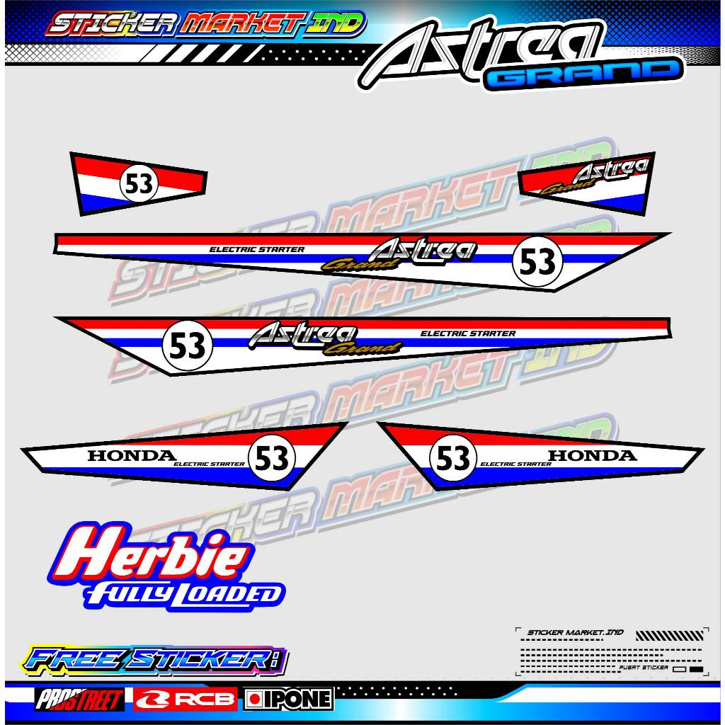 STRIPING VARIASI HONDA ASTREA GRAND - HERBIE EDITION / STICKER LIST VARIASI MOTOR ASTREA GRAND
