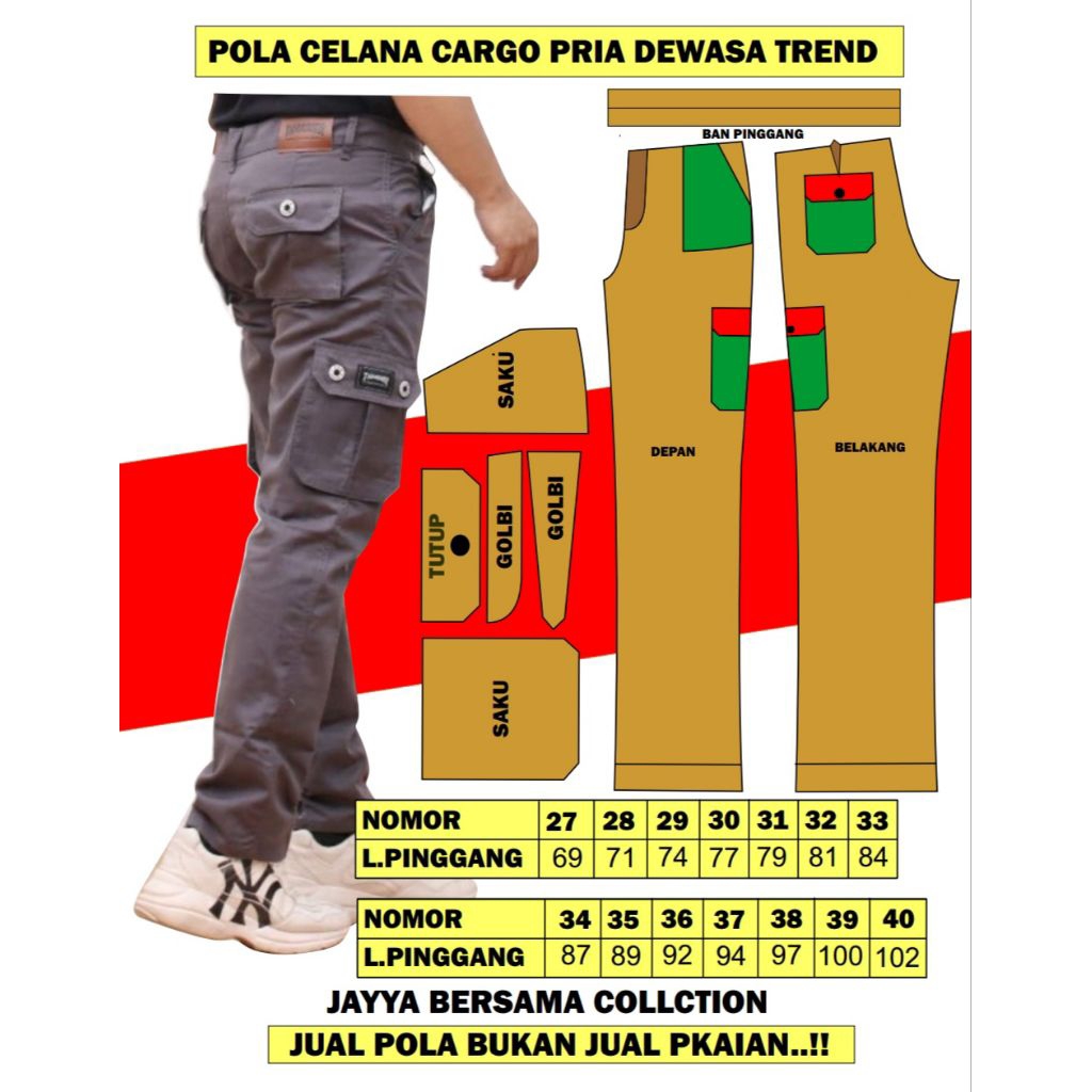 Pola celana cargo panjang pria dewasa virall