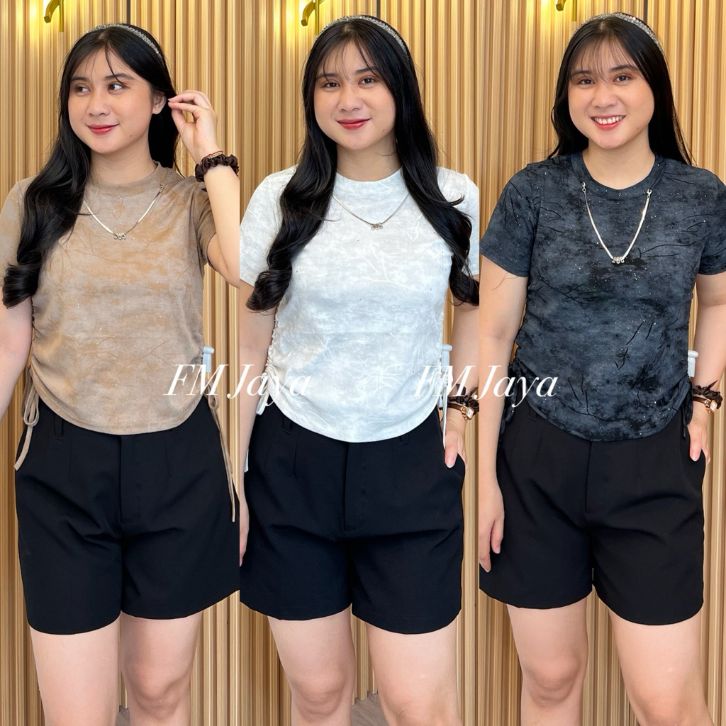 KAOS WANITA IMPORT 7802 - 7798 || KAOS WANITA FASHION || ATASAN GLITTER || ATASAN SERUT SAMPING