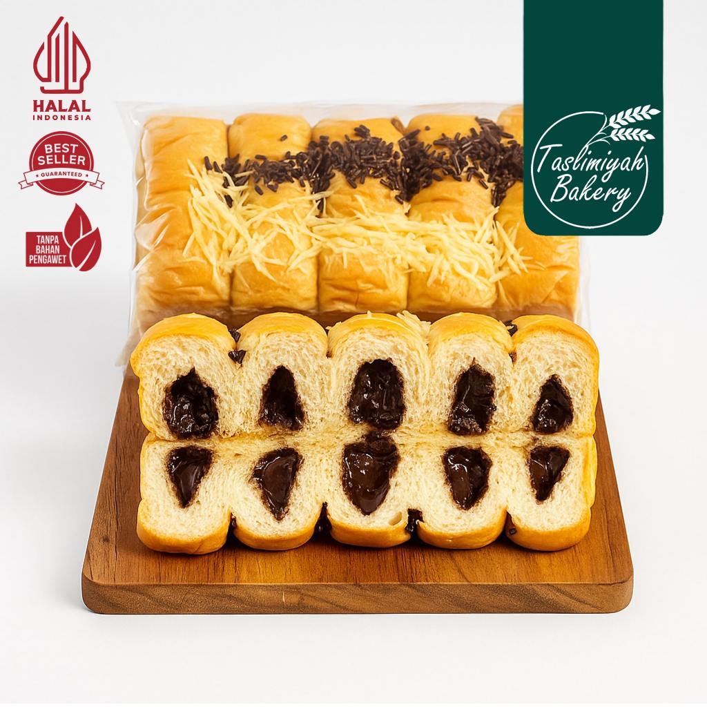 TASLIMIYAH BAKERY Roti Sobek Coklat Keju / Beli 2 Gratis 1 Roti Medium / Cemilan / Roti Hajatan