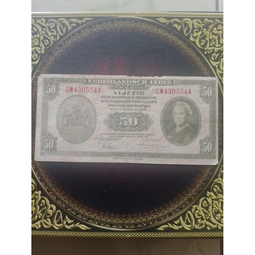 Uang NICA 50 gulden 1943 vf gripis
