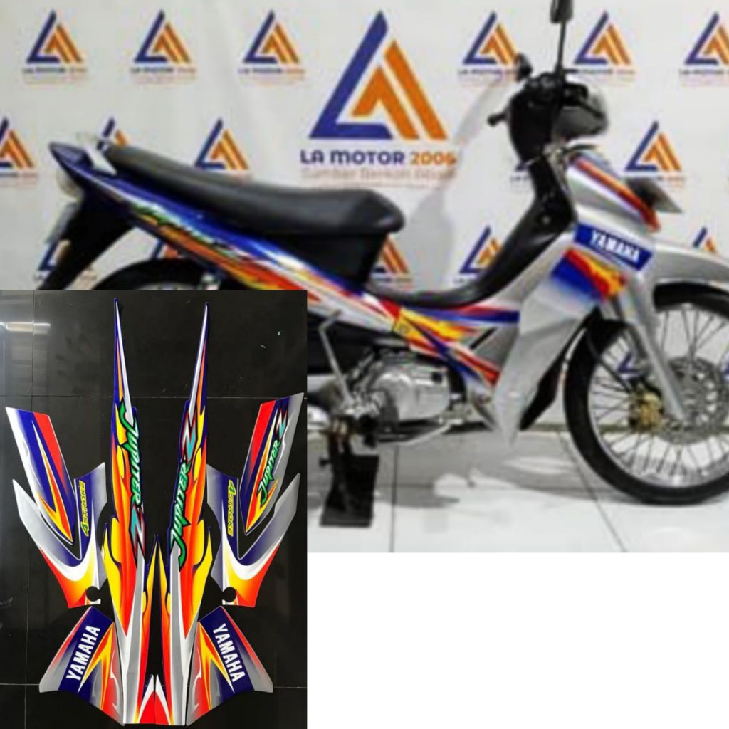 Stiker Striping Lis Body Motor Jupiter Z 2005 Biru Silver