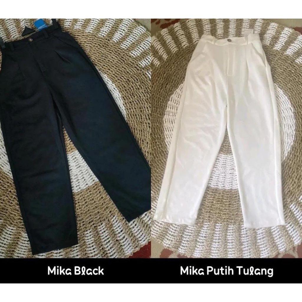Celana kulot hitam putih jumbo premium/celana mika premium/celana thike premium