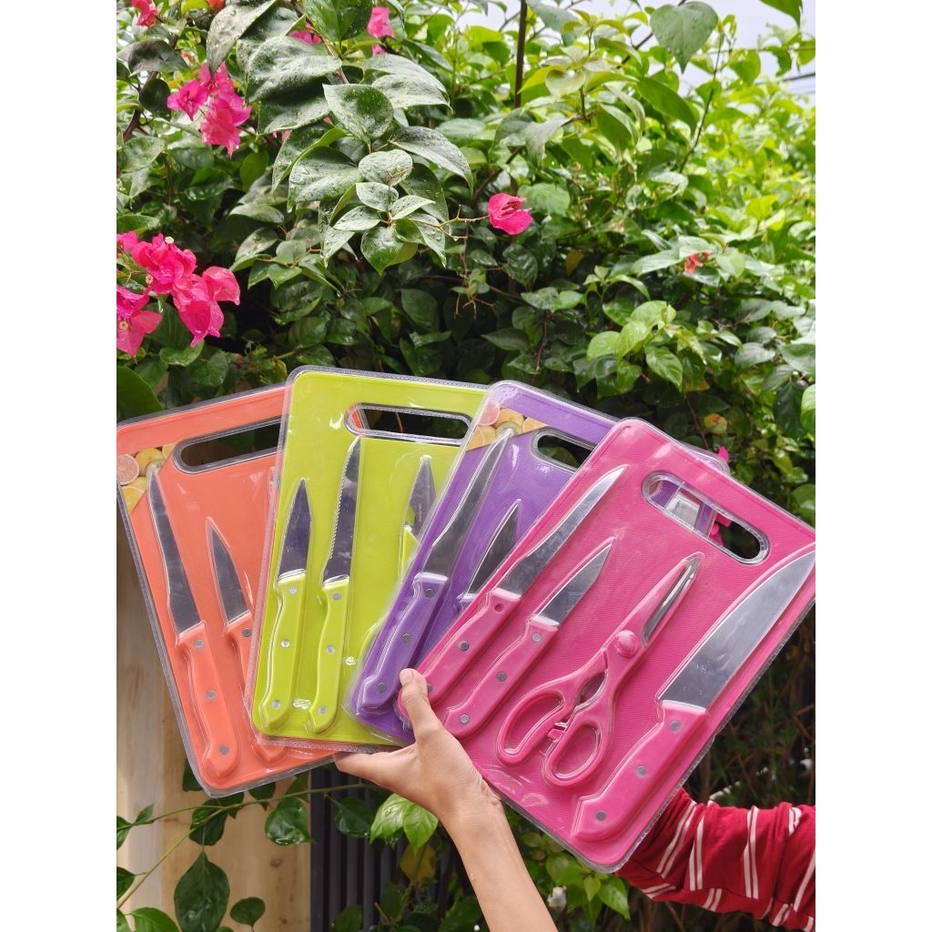 Pisau Set Talenan - Pisau Dapur 5in1 talenan / Set Dapur isi 5 Homey