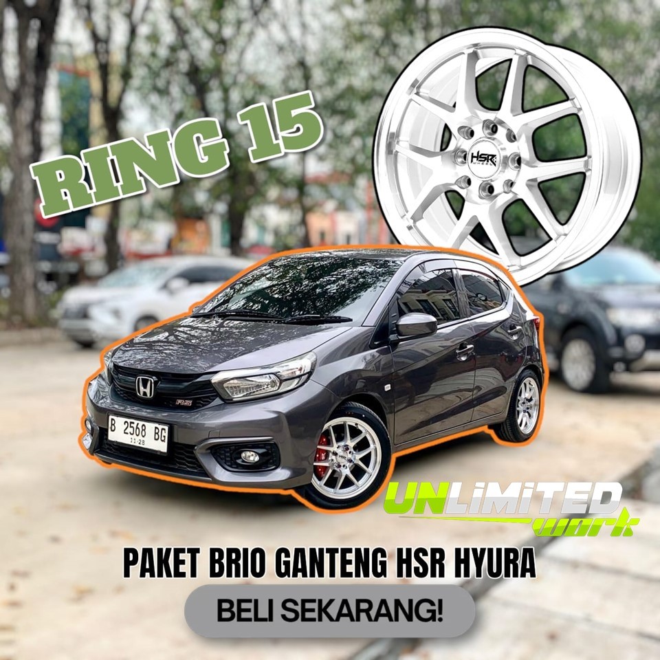 TERMURAH VELG HONDA BRIO RING 15 HSR HYURA BOROKO R15 TAMPILAN LEBIH SPORTY DAN  RATA BODY
