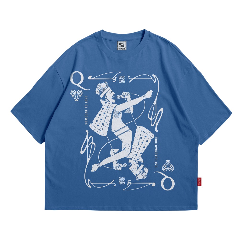 HOOLOW - Tshirt Boxy fit Denim Blue Queen Kaos Oversized 20s Pria dan Wanita