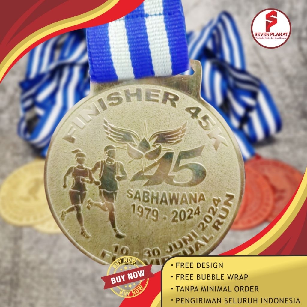 Medali, Kejuaraan Lomba Lari Fun Run Finisher, Run 45K, Running, Penghargaan Lomba Lari