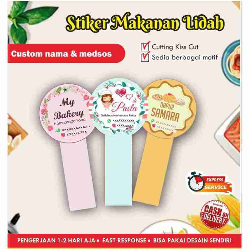 [68 pcs] Stiker Cromo Lidah / Stiker Seal / Stiker bulat / Stiker logo makanan / Label kemasan