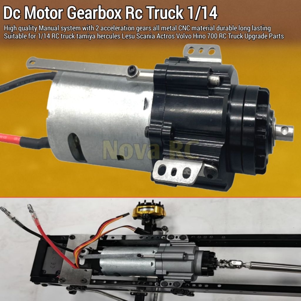 Brushed Gearbox Transmisi 2 gigi kecepatan full logam untuk Rc truck Hercules Lesu tamiya 1/14 Scani