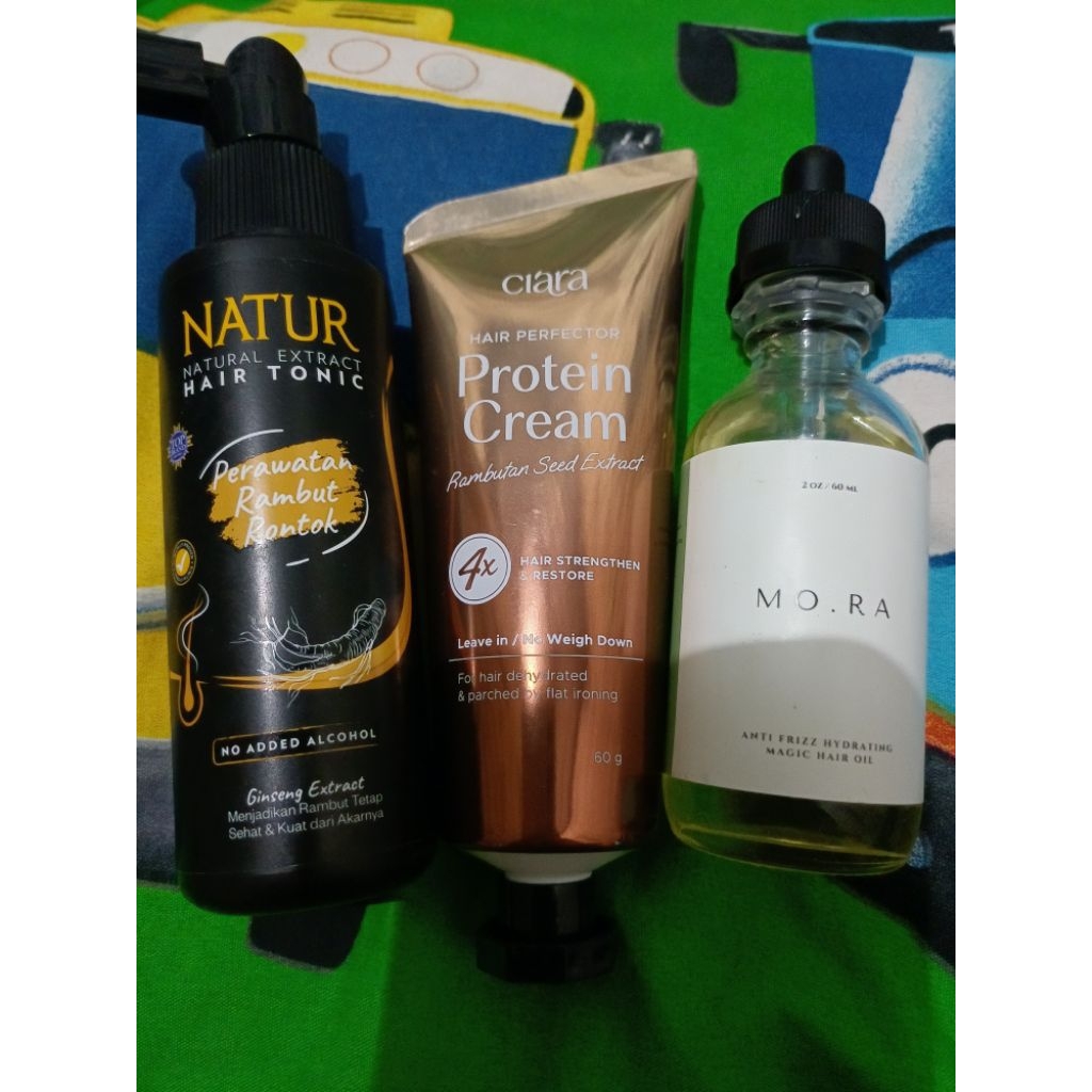 PRELOVED - NATUR HAIR TONIC, CIARA HAIR PROTEIN CREAM, MORA HAIR OIL