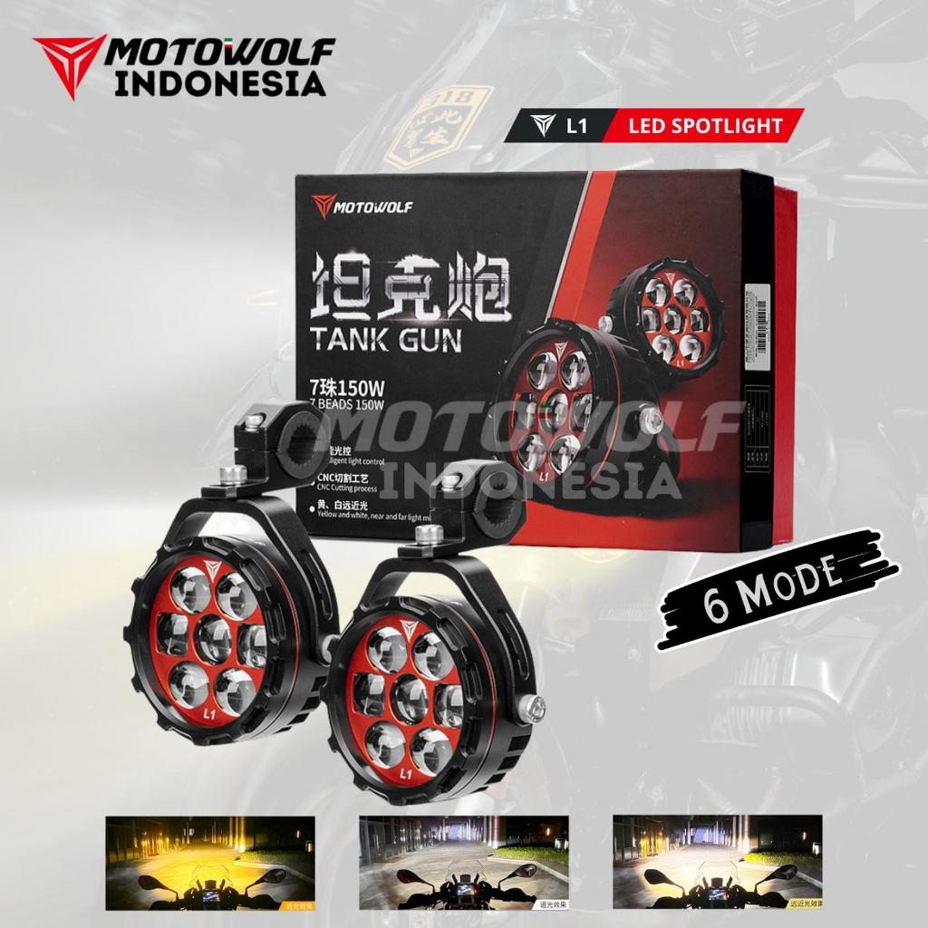 Lampu Tembak Lampu Sorot 7 Lensa 6 Mode 150W Anti Air LED BMW Spotlight Motowolf Tank Gun L1B