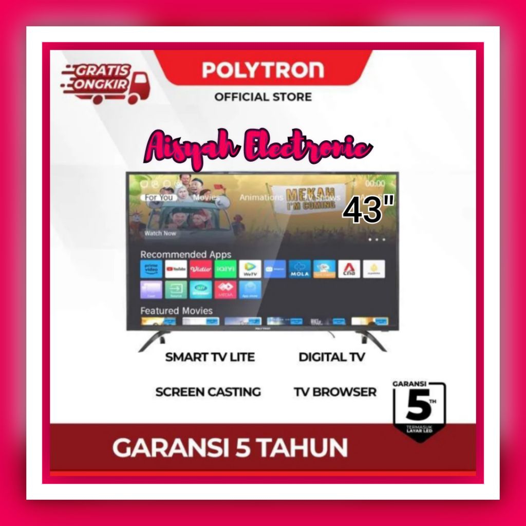 SMART TV POLYTRON 43 INCI FHD 43CV8869 GARANSI 5 TAHUN