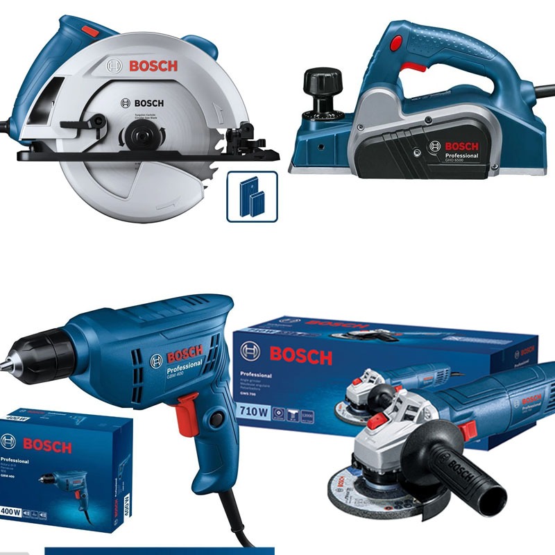 PAKET PREMIUM BOSCH ORIGINAL CIRCULAR + MESIN SERUT PLANER +MESIN GERINDA BOSCH + MESIN BOR 10 MM