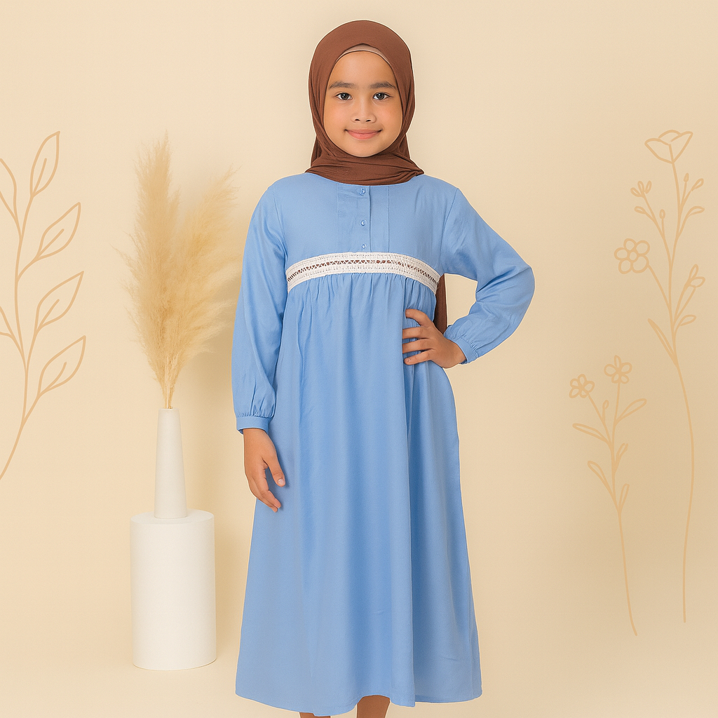 GAMIS RAYON POLOS ANAK PEREMPUAN / GAMIS TANGGUNG MERK LYRA