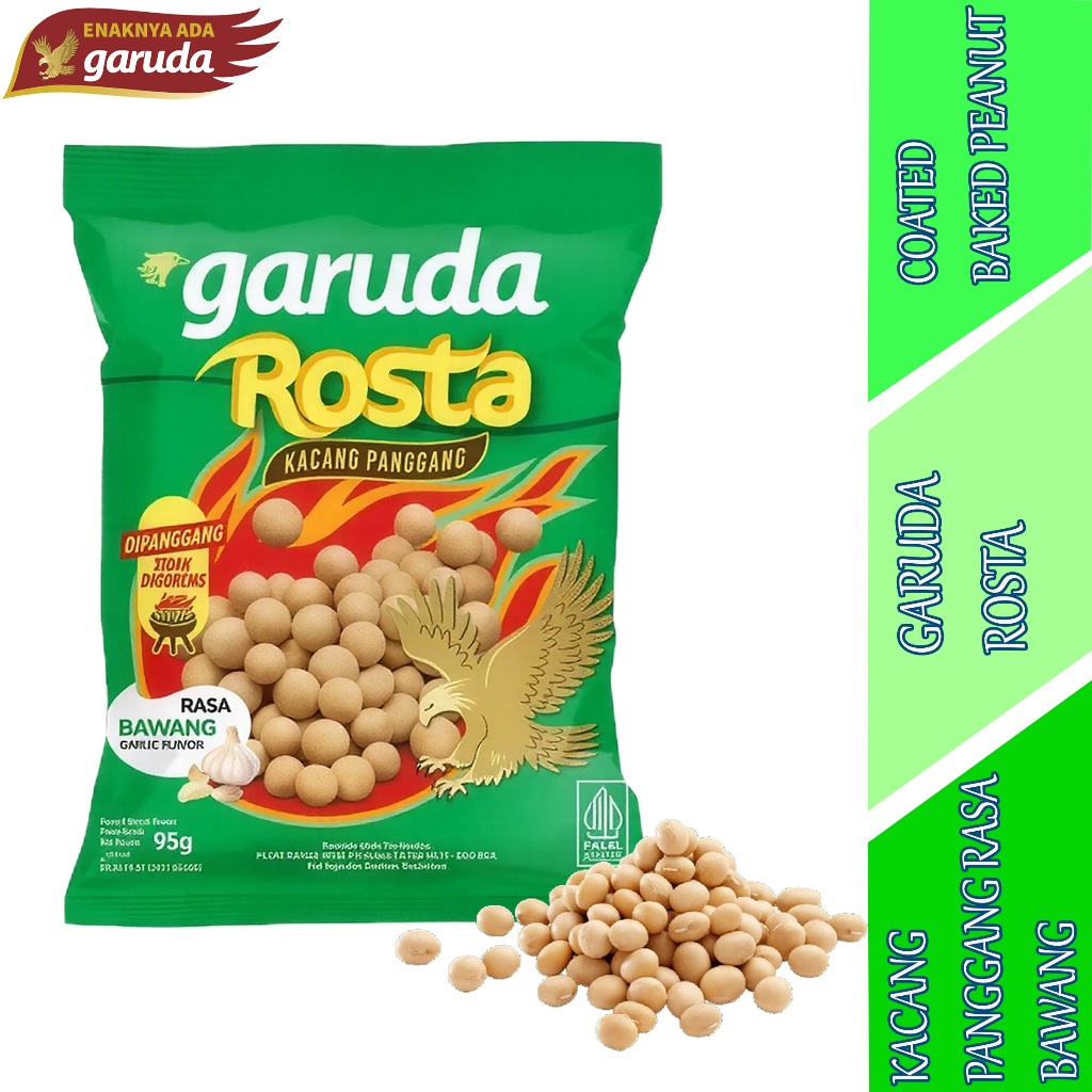 Kacang Rosta Rasa Bawang - Garuda Rosta - Cemilan Rosta Kacang Panggang - 95gr