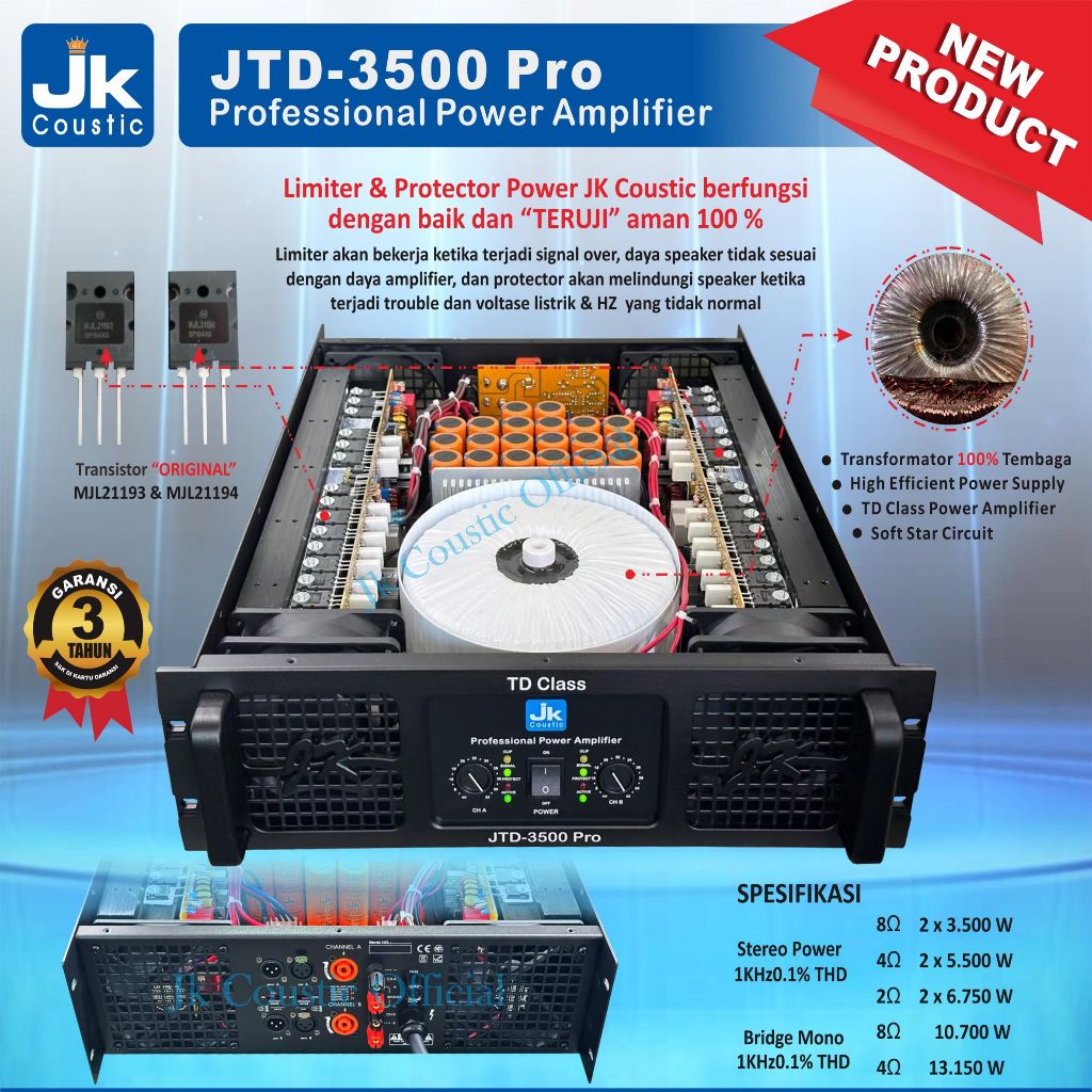 Power JTD 3500 JK Coustic Power Amplifier